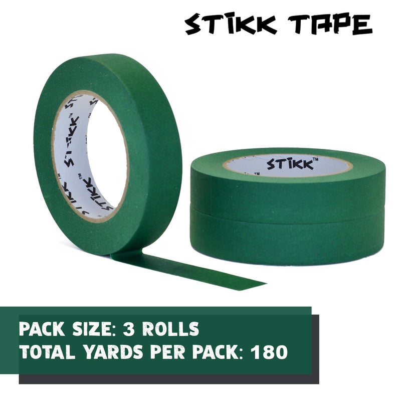 STIKK Painters Tape - 3pk Forest Dark Green Painter Tape - 1 inch x 60 Yards - Paint Tape for Painting, Edges, Trim, Ceilings - Masking Tape for DIY Paint Projects - Residue-Free Painting Tape - Image 3